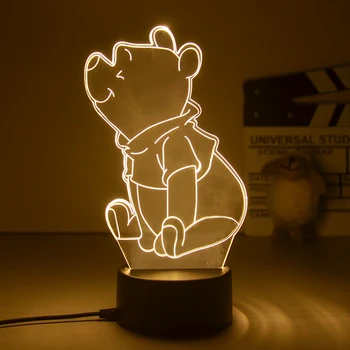 Disney Risanke Winnie the Pooh Anime 3d Svetlobe za Otroke LED Nočna Lučka za Otroke Spalnica Tabela Decortion namizne Svetilke Božič Darilo
